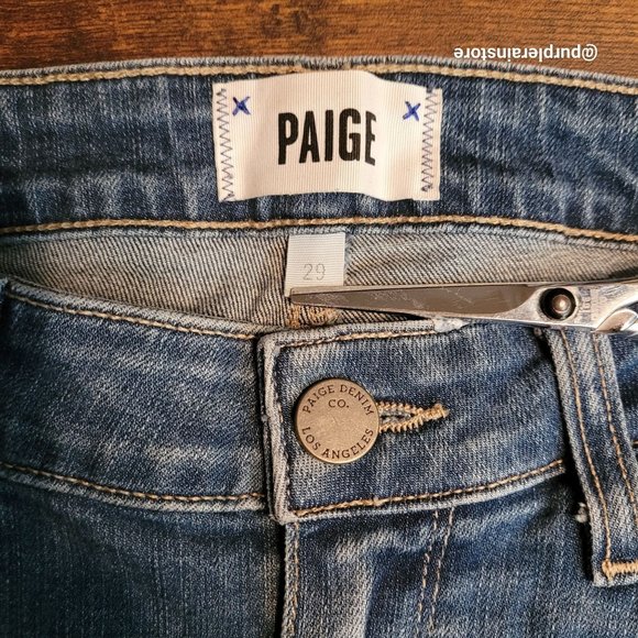 Paige Jeans 29 Verdugo Ankle Skinny Mid Rise Raw Hem Medium Light Wash Stretch - Picture 4 of 12